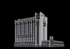 某现代中式宾馆酒店建筑设计3d模型