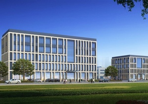 厂房区办公楼建筑设计3DMAX模型与JPG效果图