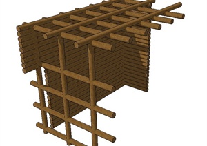 园林景观木质廊架设计SU(草图大师)模型