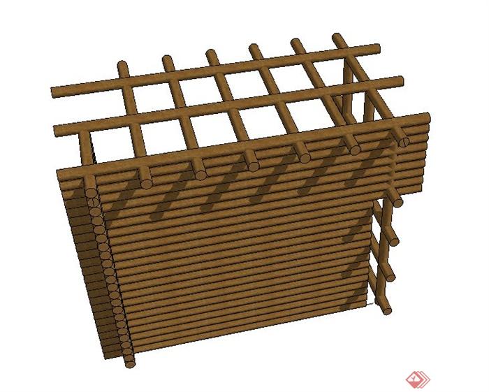 园林景观木质廊架设计SU模型(3)