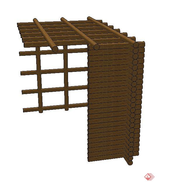 园林景观木质廊架设计SU模型(2)