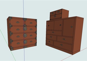 两个室内储物柜设计SU(草图大师)模型