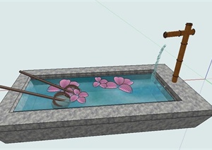 园林景观节点小品水景设计SU(草图大师)模型