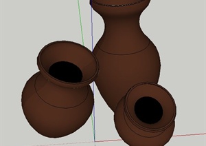 三个陶罐小品设计SU(草图大师)模型