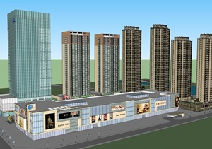 某城市商业住宅建筑设计SU(草图大师)模型