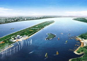 滨水城市景观规划设计psd格式效果图