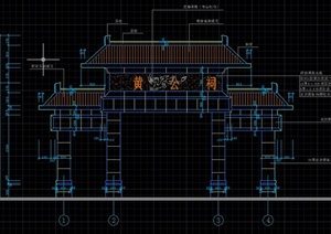 古典中式祠堂牌坊设计CAD结构施工图
