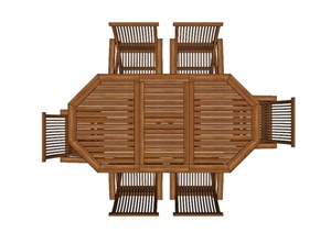 木制桌椅组合设计SU(草图大师)模型