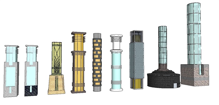 各种景观灯柱Su精致设计模型(1)