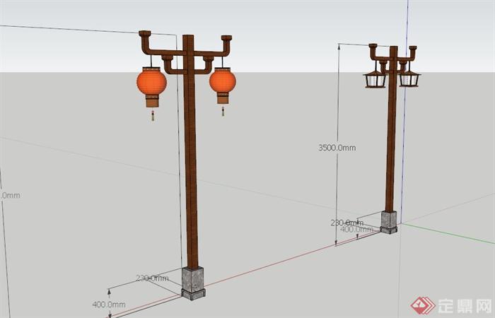 古典中式路灯设计su模型(3)