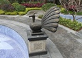 孔雀雕塑,地面铺装,树池,泳池,泳池铺装,花池