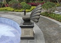孔雀雕塑,游泳池景观,园路,地面铺装,住宅景观
