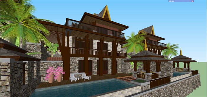 东南亚风格坡地别墅设计(3)