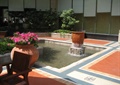 喷泉水池景观,花钵,地面铺装,花卉植物,住宅景观