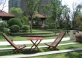 桌椅,草坪,地面铺装,亭子,灌木丛,住宅景观
