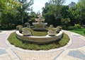 喷泉水池景观,花钵,种植池,地面铺装,景观树,草坪,住宅景观