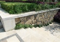 台阶,石墙,矮墙,地面铺装,灌木丛,住宅景观
