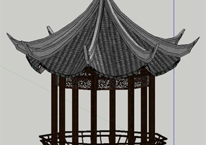园林景观古典中式八角亭设计SU(草图大师)模型