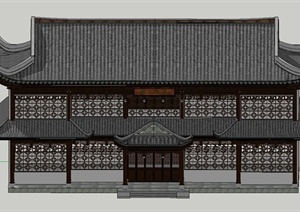 古典中式风格两层文化建筑设计SU(草图大师)模型