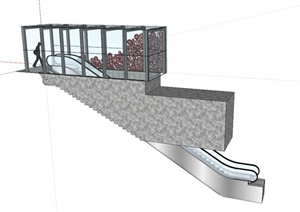 现代地下入口电梯设计SU(草图大师)模型