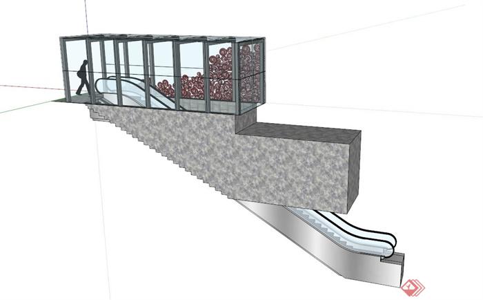 现代地下入口设计su模型(1)