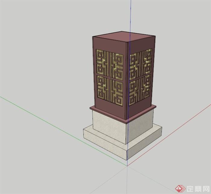 某现代中式灯柱设计su模型(3)