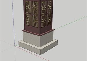 某现代中式灯柱设计SU(草图大师)模型