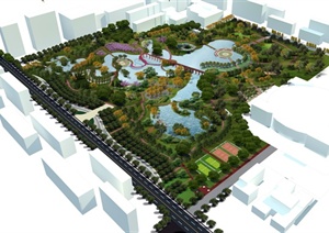 某湿地公园景观规划设计SU(草图大师)模型+PSD效果图