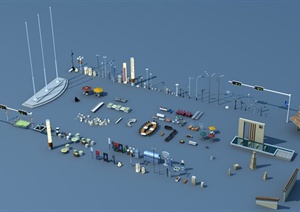各种不同的街景素材设计3d模型