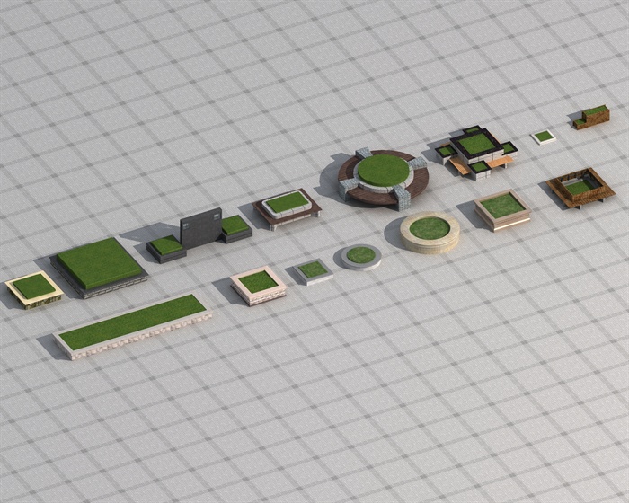 园林景观树池集合设计3DMAX模型1