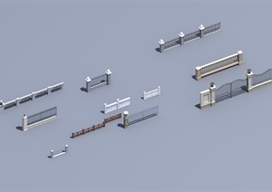 多个欧式栏杆围栏设计3d模型