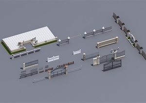 多种不同的栏杆围栏设计3d模型（含效果图）