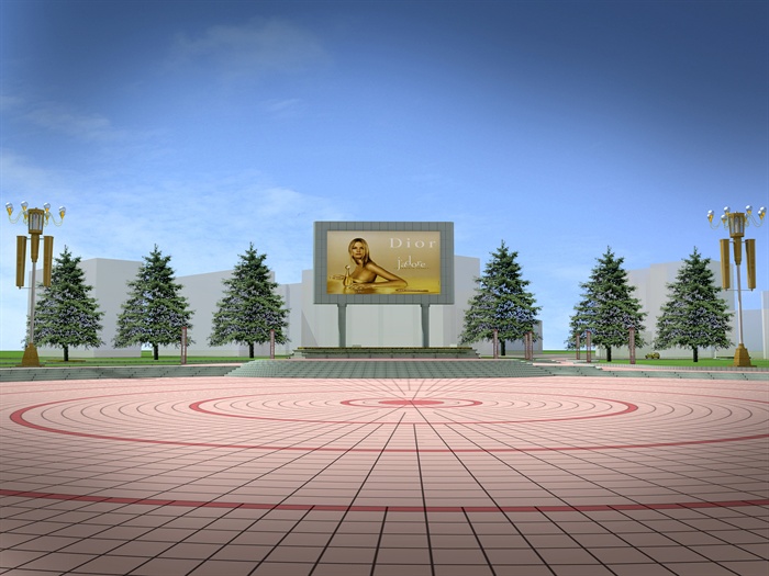 广场改造设计cad施工图、JPG效果图与3DMAX模型2