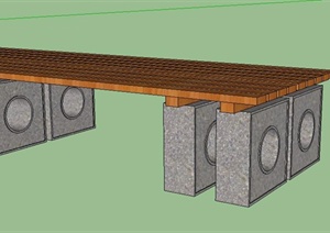现代中式座凳设计SU(草图大师)模型