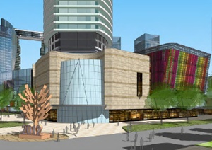 商业区商业街建筑景观设计SU(草图大师)模型