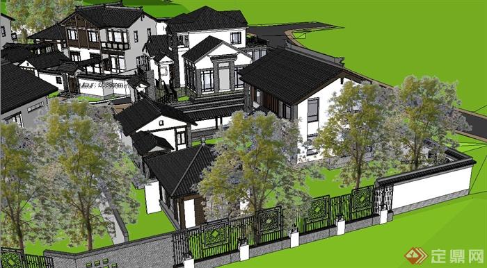 某古典中式乡村住宅建筑设计SU模型(2)