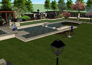 星星港湾别墅庭院花园景观设计SU(草图大师)模型
