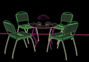 现代四人茶桌椅设计3DMAX模型