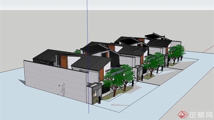 现代两层住宅楼建筑设计su模型(4)