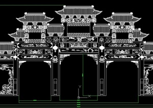 古典中式大型双檐牌坊设计cad方案图
