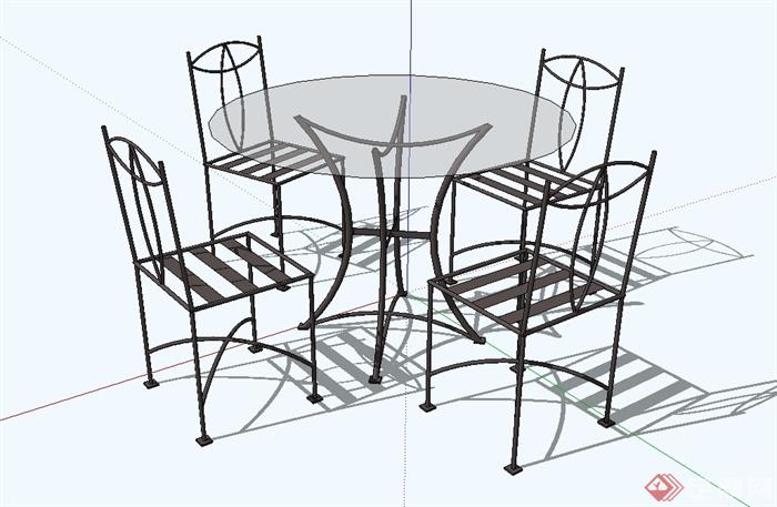 现代简约桌椅组合设计su模型(1)