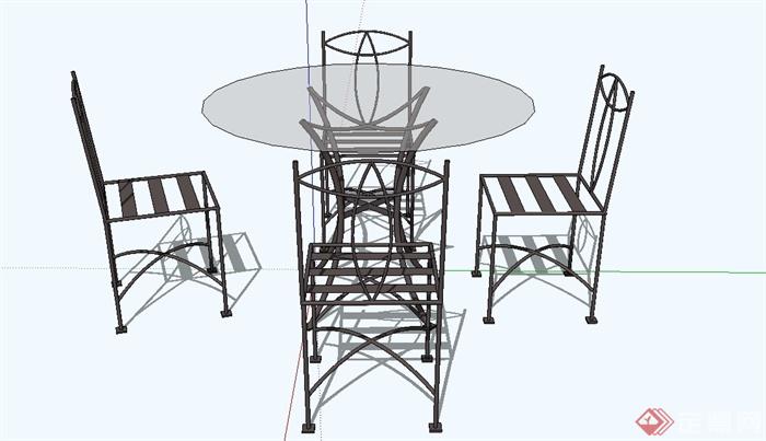 现代简约桌椅组合设计su模型(2)