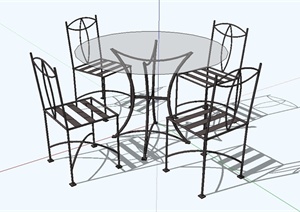 现代简约桌椅组合设计SU(草图大师)模型
