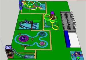 游乐园 各种设施与廊架设计SU(草图大师)模型
