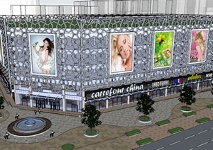 现代商业广场建筑设计SU(草图大师)模型