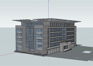 某现代多层政府办公楼建筑设计SU(草图大师)模型