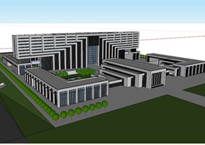 某现代独特造型的办公楼建筑设计SU(草图大师)模型