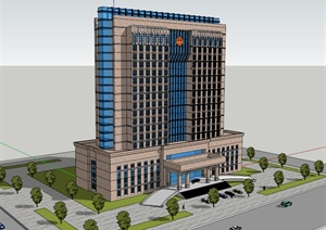 高层税务局办公楼建筑设计SU(草图大师)模型