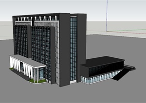 建筑设计某现代办公楼SU（草图大师）模型