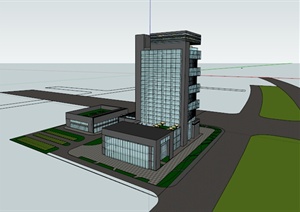 某现代国有企业办公大厦建筑设计SU(草图大师)模型